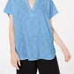 Blusa texturizada com decote em V feminina Alfani, azul, tamanho pequeno G