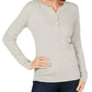 Karen Scott Suéter Henley de malha trançada de algodão feminino, tamanho G, cinza