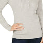 Karen Scott Suéter Henley de malha trançada de algodão feminino, tamanho G, cinza
