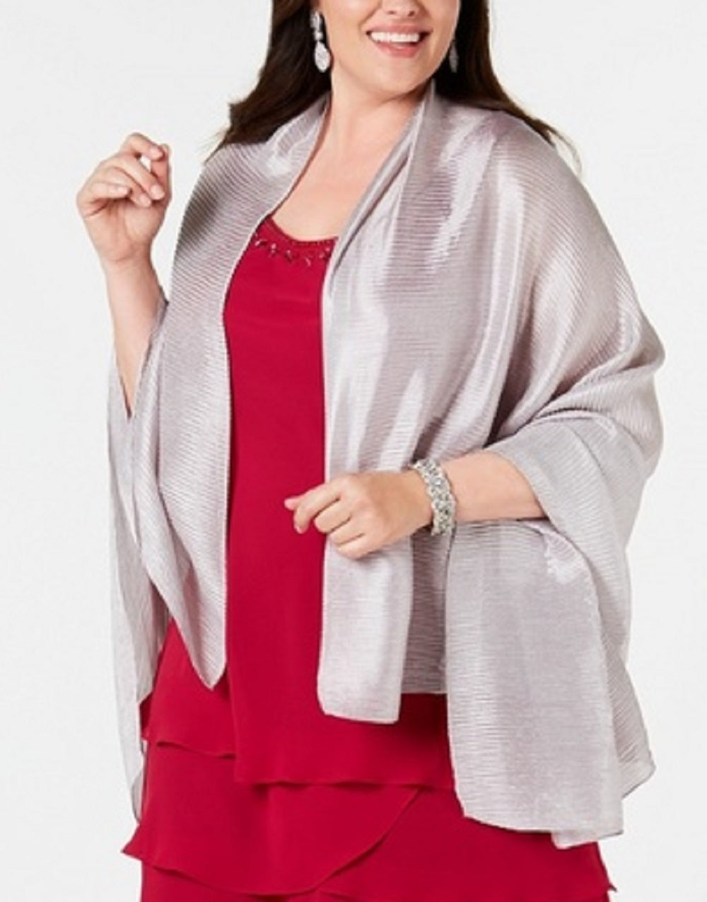 INC International Concepts Vestido de noite leve plissado feminino cinza tamanho regular