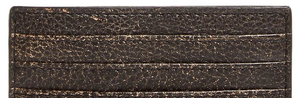 John Varvatos Star Usa Porta-cartões de couro cravejado masculino, preto, tamanho regular