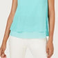 Blusa feminina Alfani Petite com decote em V e acabamento em camadas, azul, tamanho P