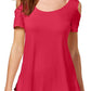 Camiseta feminina JM Collection com ombros descobertos e manga curta, rosa, tamanho médio