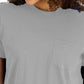 Camiseta feminina de algodão com gola redonda, tamanho X-G, cinza, estilo &amp; co