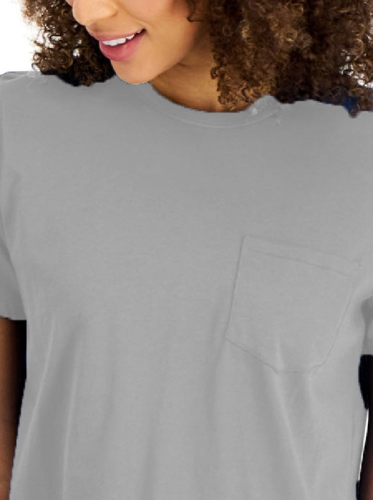 Camiseta feminina de algodão com gola redonda, tamanho X-G, cinza, estilo &amp; co