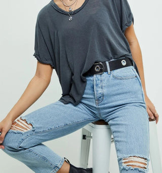 Camisa feminina Under The Sun da Free People, preta, tamanho pequeno
