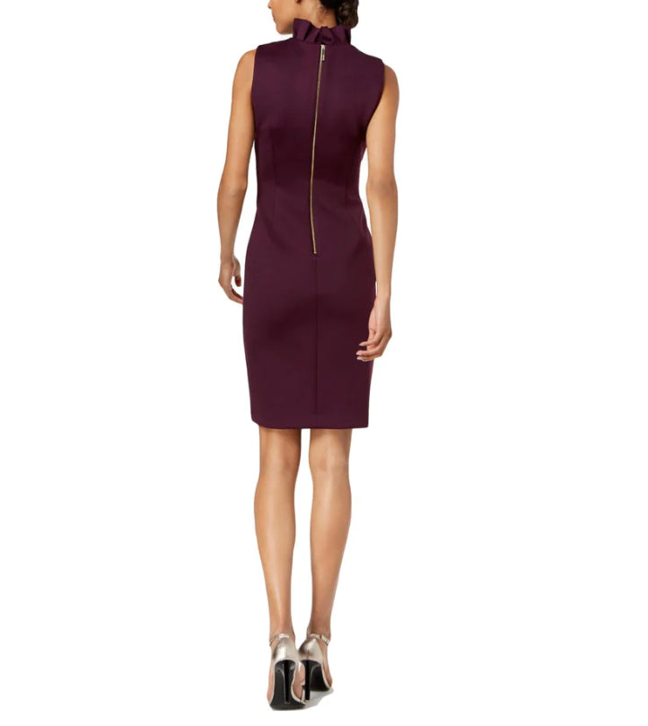 Vestido Calvin Klein Feminino Sem Mangas Gola V Acima do Joelho Bainha para Usar no Trabalho Roxo Tamanho 2