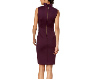 Vestido Calvin Klein Feminino Sem Mangas Gola V Acima do Joelho Bainha para Usar no Trabalho Roxo Tamanho 2