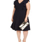 Vestido feminino Jessica Howard com decote redondo e manga curta, comprimento até o joelho, azul, tamanho 18W