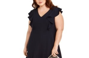 Vestido feminino Jessica Howard com decote redondo e manga curta, comprimento até o joelho, azul, tamanho 18W