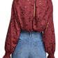 Camiseta feminina de renda Olivia da Free People, vermelha, tamanho médio