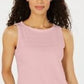 Charter Club Top feminino pequeno sem mangas com decote canoa rosa tamanho P