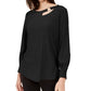 Blusa Alfani Feminina Petite Cut-Out Preta Tamanho -P