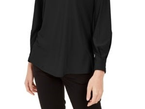 Alfani Women's Petite Cut-Out Blouse Black Size -SM