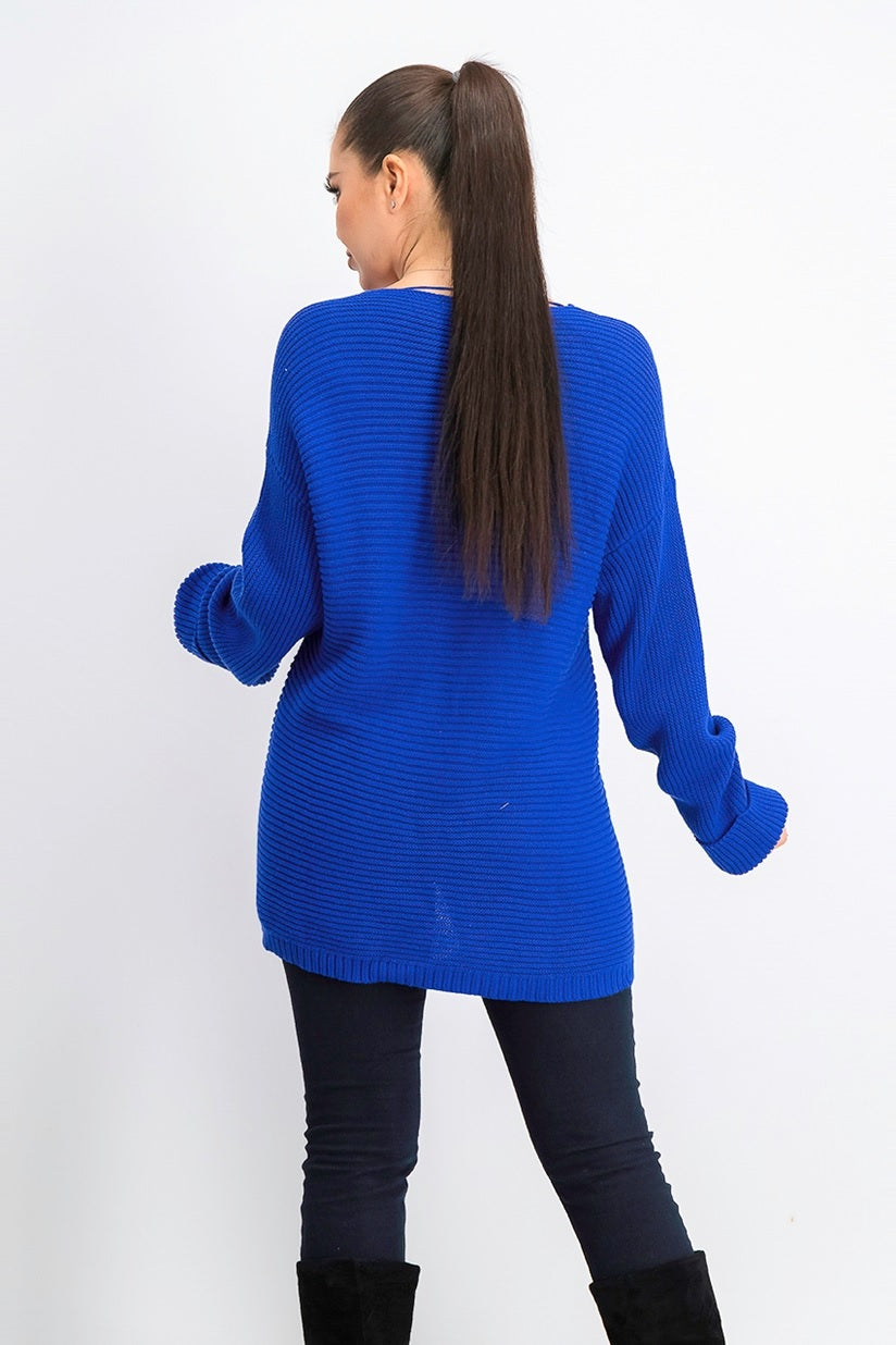 Suéter feminino Charter Club Petite de algodão canelado com punho, azul, tamanho P
