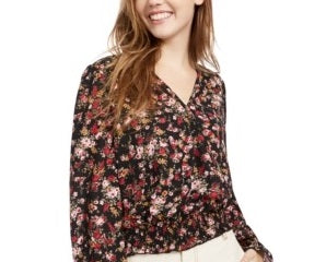 Blusa franzida Ultra Flirt Junior preta tamanho grande