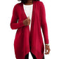 Cardigan feminino canelado com bainha de lenço JM Collection, vinho, tamanho XX-G