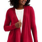 Cardigan feminino canelado com bainha de lenço JM Collection, vinho, tamanho XX-G