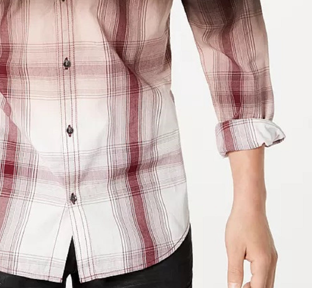 Camisa xadrez masculina INC International Concepts regular fit tingida marrom tamanho pequeno
