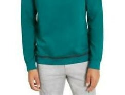 Suéter de algodão com gola redonda estampada Alfani masculino, ajuste clássico, verde, tamanho extragrande