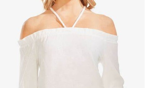 Vince Camuto Top Halter Feminino Ombro a Ombro Branco Tamanho 1X