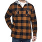 Jaqueta masculina xadrez vintage à prova de intempéries com forro de sherpa e capuz marrom tamanho GG