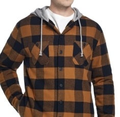 Jaqueta masculina xadrez vintage à prova de intempéries com forro de sherpa e capuz marrom tamanho GG