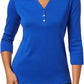 Camisa Henley de algodão feminina Karen Scott, azul escuro, tamanho pequeno e pequeno