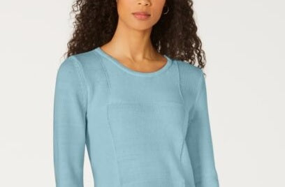 Karen Scott Suéter Feminino Patchwork com Ponto Azul Tamanho X-G