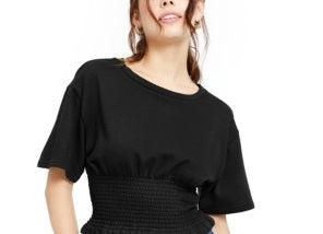 Blusa Crave Fame Junior com cintura franzida, preta, tamanho X-G