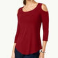 JM Collection Top feminino com ombros descobertos, vermelho, tamanho pequeno, médio