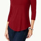 JM Collection Top feminino com ombros descobertos, vermelho, tamanho pequeno, médio