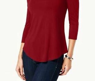 JM Collection Top feminino com ombros descobertos, vermelho, tamanho pequeno, médio