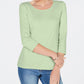 Karen Scott Blusa de algodão feminina com decote redondo, verde, tamanho pequeno e pequeno