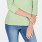 Karen Scott Blusa de algodão feminina com decote redondo, verde, tamanho pequeno e pequeno