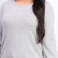 Suéter feminino Maison Jules com gola redonda e manga 3/4, cinza, tamanho 2XL