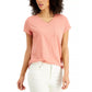 Camiseta feminina estilo &amp; co com decote em V e estampa Burnout, rosa, tamanho pequeno