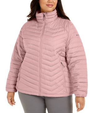 Jaqueta acolchoada Columbia Plus Powder Lite feminina, rosa, tamanho 2XL