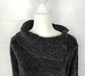 Karen Scott Suéter Feminino Gola Envelope Chenille Cinza Tamanho P/P