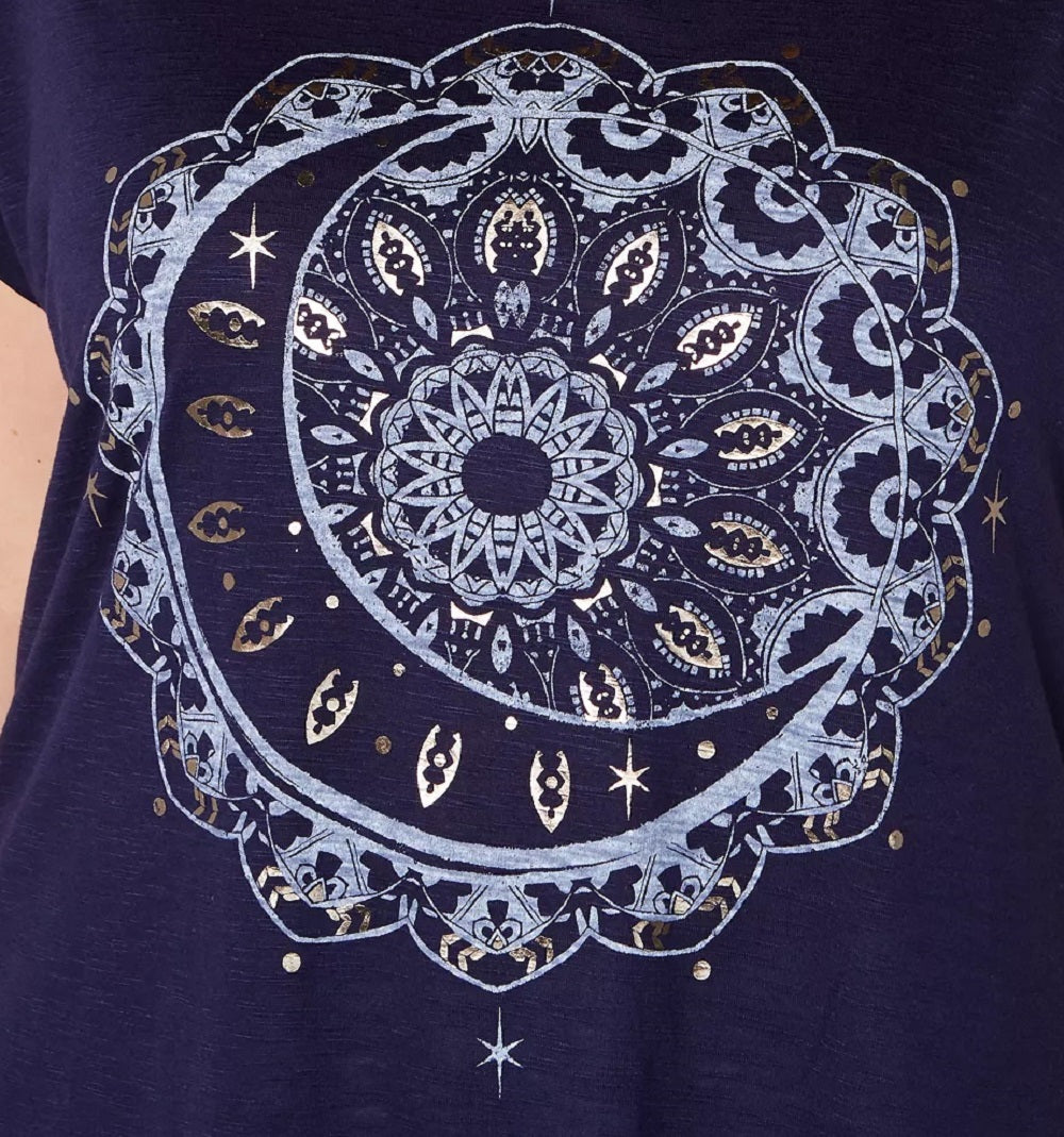 Camiseta feminina estilo &amp; co plus size com estampa de lua azul tamanho 0X