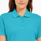 Polo Karen Scott de algodão feminino, azul, tamanho médio
