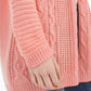 Cardigan de malha trançada com abertura frontal Ultra Flirt Juniors, laranja escuro, tamanho extra grande