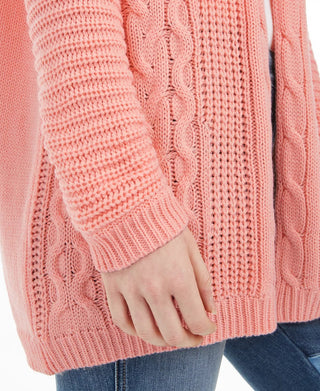 Cardigan de malha trançada com abertura frontal Ultra Flirt Juniors, laranja escuro, tamanho extra grande