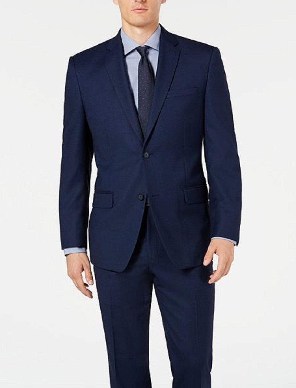 Terno masculino Marc New York Modern Fit Stretch Birdseye Azul Tamanho 40