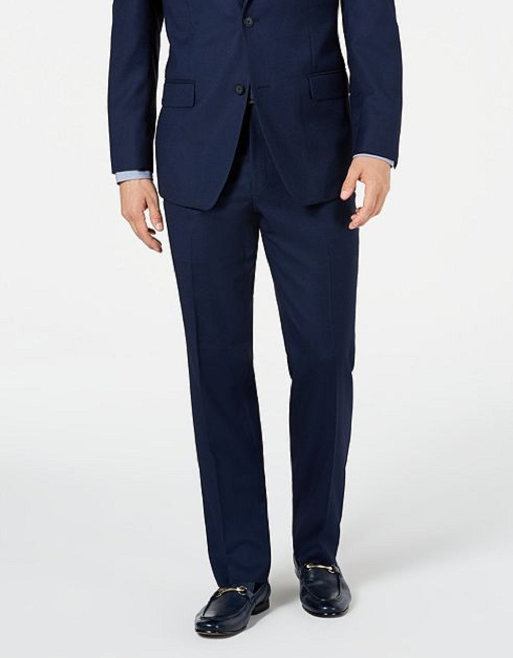 Terno masculino Marc New York Modern Fit Stretch Birdseye Azul Tamanho 40