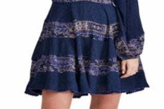 Vestido feminino Free People manga comprida acima do joelho azul tamanho pequeno