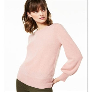 Suéter feminino Charter Club Pure Cashmere com mangas bufantes, rosa, tamanho pequeno P