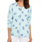Karen Scott Cardigan Feminino Estampado Floral Azul Tamanho P