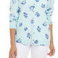 Karen Scott Cardigan Feminino Estampado Floral Azul Tamanho P