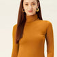 Blusa feminina texturizada de manga comprida e gola alta, tamanho pequeno, amarela, da Free People